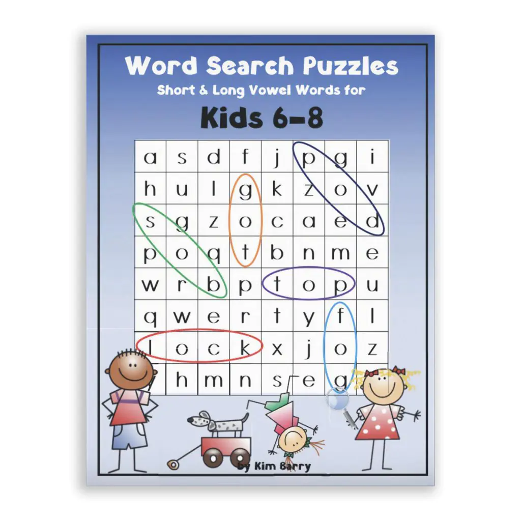 Word Search Puzzle Book - Short & Long Vowel Words for Kids 6-8 (Paperback)