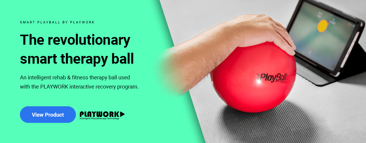 The revolutionary smart therapy ball. An intelligent rehab & fitness therapy ball used with the PlayWork interactive recovery program