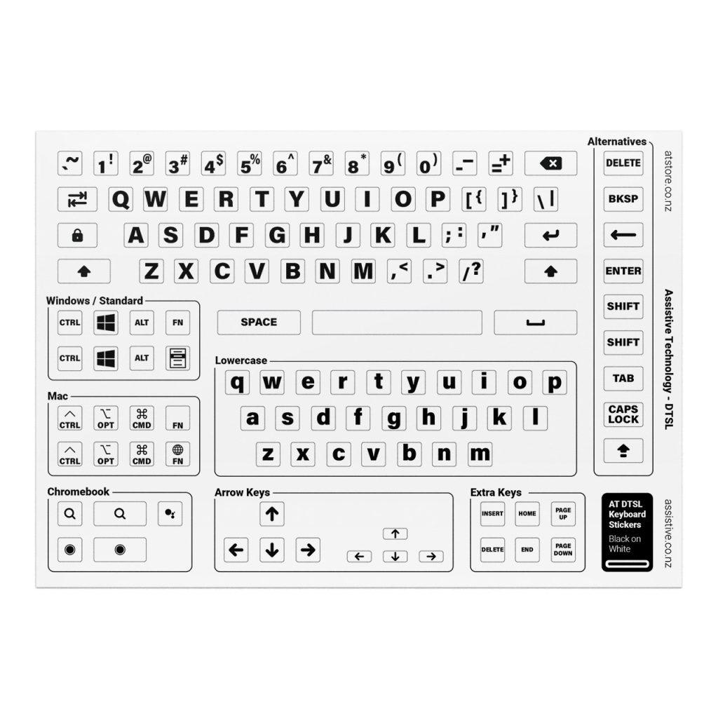 AT DTSL Keyboard Stickers - Black on White