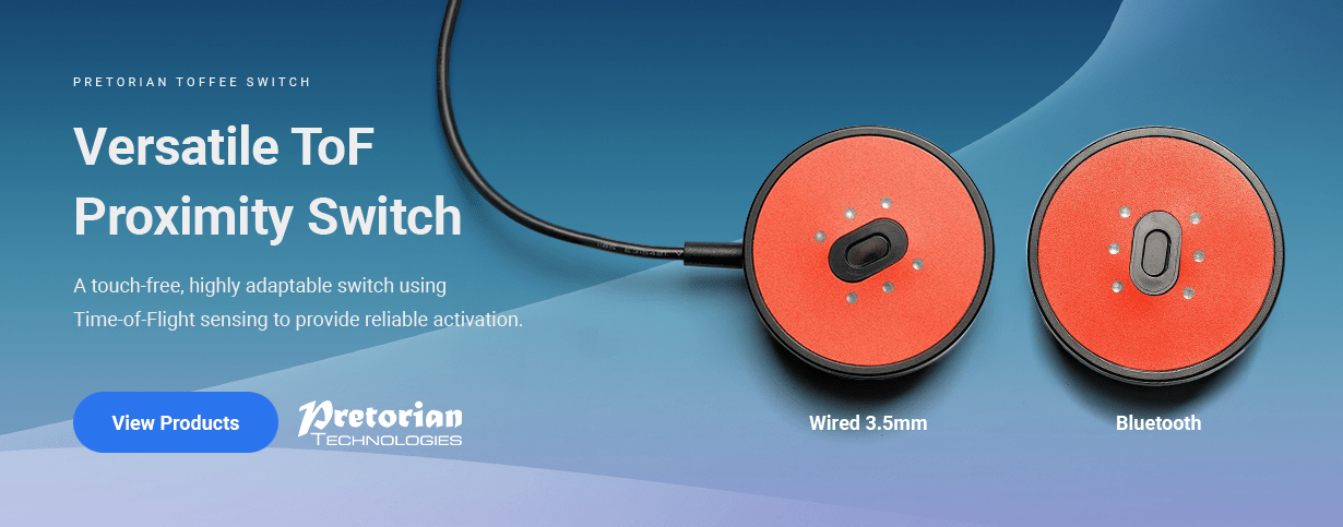 A touch-free, highly adaptable switch using Time-of-Flight sensing to provide reliable activation.