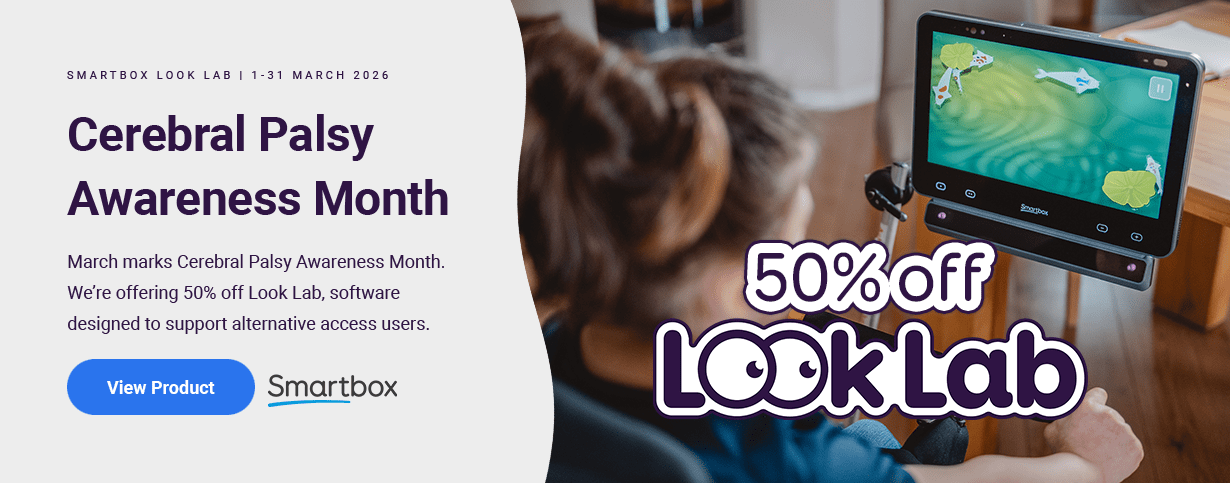March marks Cerebral Palsy Awareness Month. We’re offering 50% off Look Lab, software designed to support alternative access users.