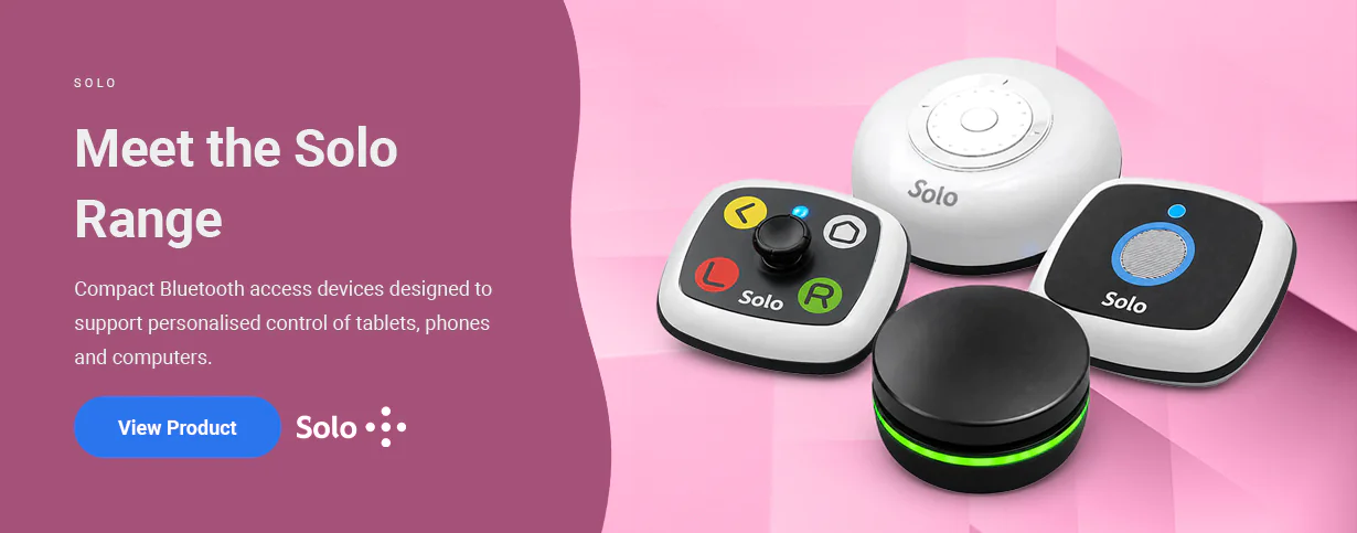 Compact Bluetooth access devices designed to support personalised control of tablets, phones and computers.
