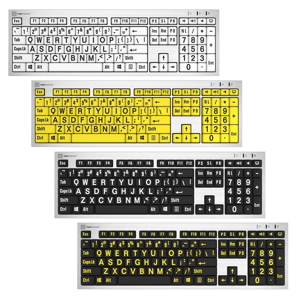LogicKeyboard SILVER Slimline Wired Keyboard - Large Print (Windows)