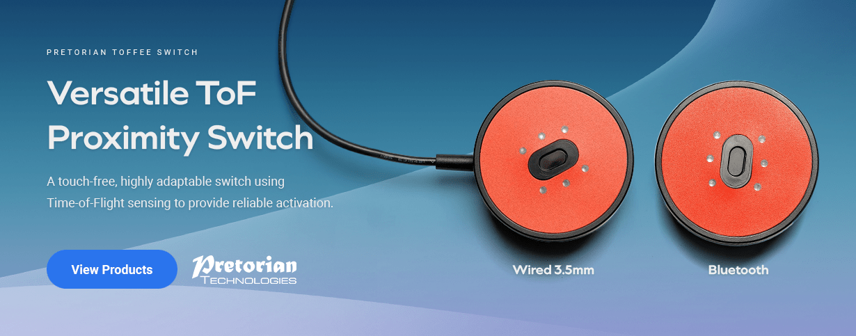 A touch-free, highly adaptable switch using Time-of-Flight sensing to provide reliable activation.